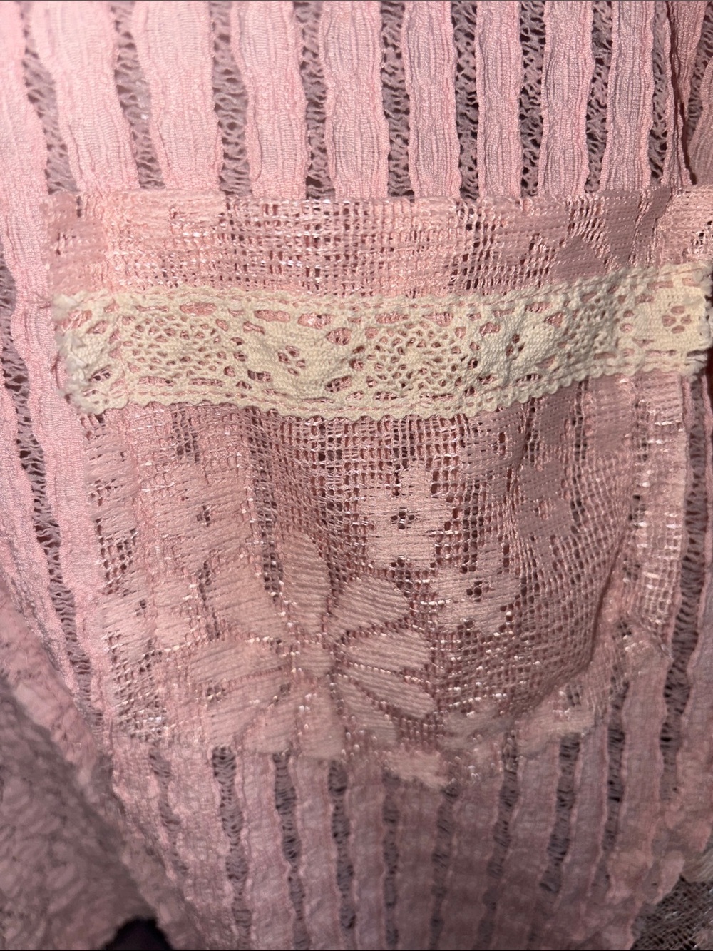 POL Pink Floral Lace V-Neck Chemise Top with Cream Trim - Picture 6 of 9